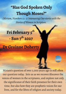 poster for course. Text on top and behind is a sunset, seen from a beach so that the orange light is across sky, water and sand. One female figure stands with hands upraised. 